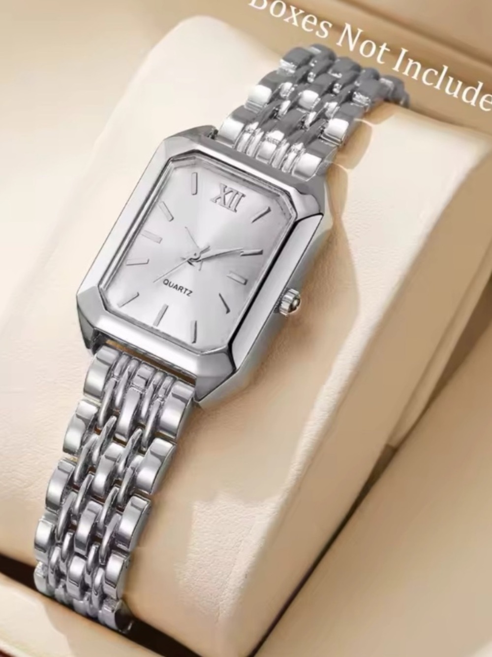 Silver Rectangular-Link Women's Watch